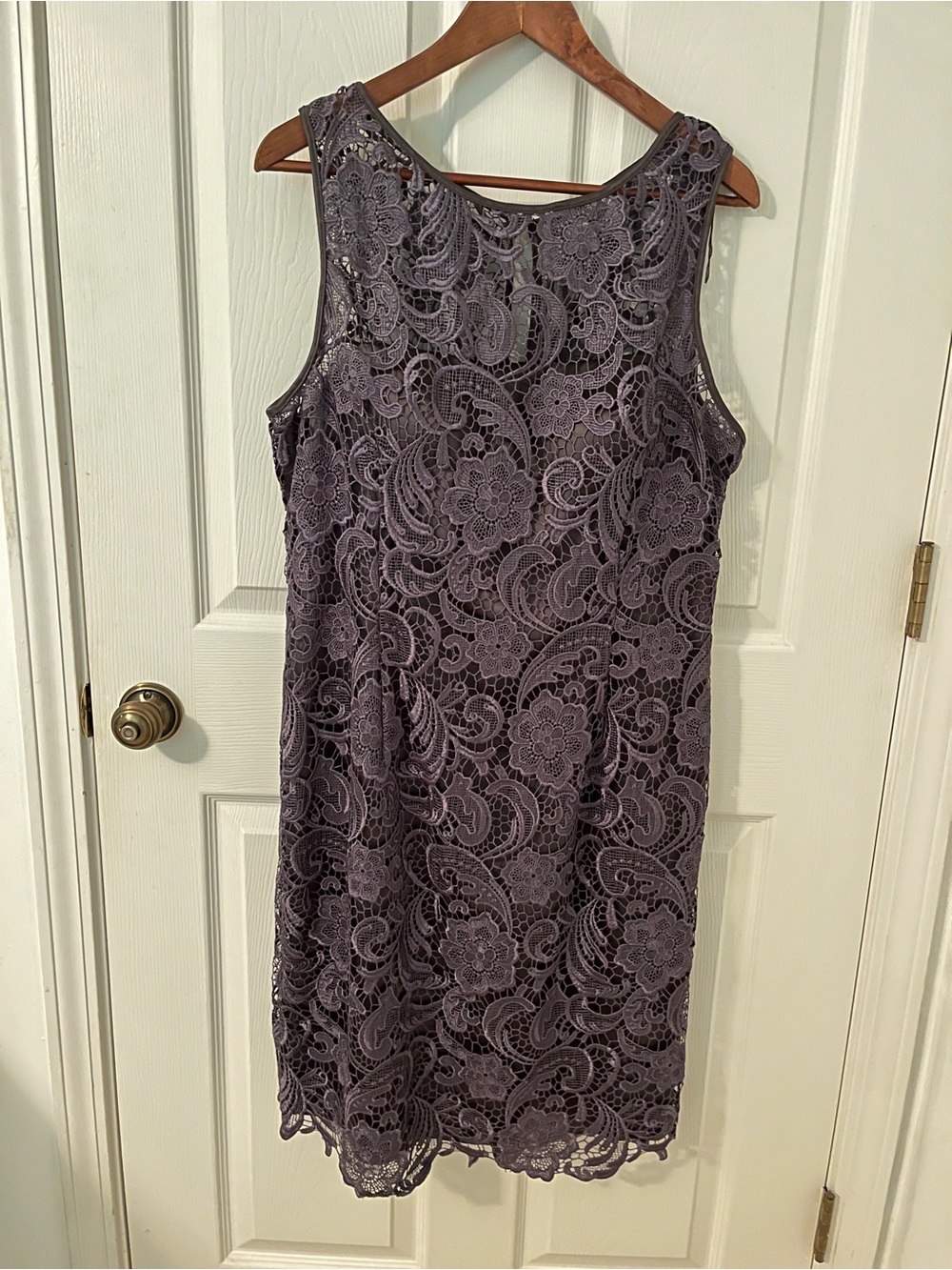 Adrianna Papell Lace Overlay Sleeveless Mini Dress in Dusty Lavender
